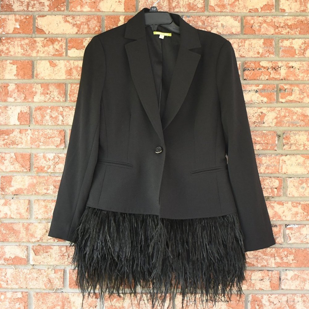 *****MAKE AN OFFER***** Gianni Bini Black Ostrich Feather Blazer
